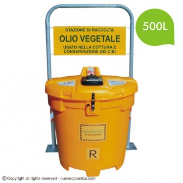 Olivia 500 free contenitore per la raccolta differenziata dell'olio vegetale esausto adatto al sollevamento con transpallet  